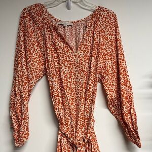 LOFT Orange & Cream Animal Print Dress